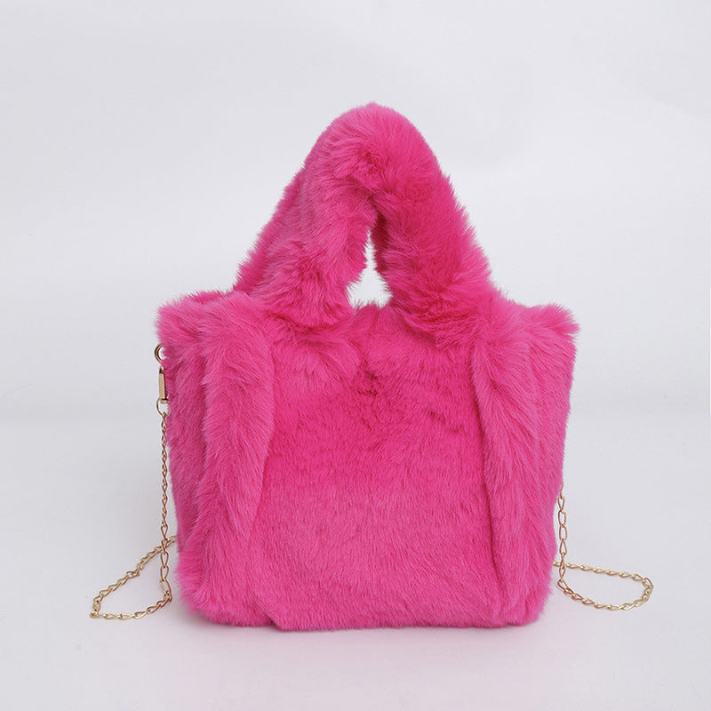 Women's Plush Imitate Rex Rabbit Fur Mini Crossbody Bags