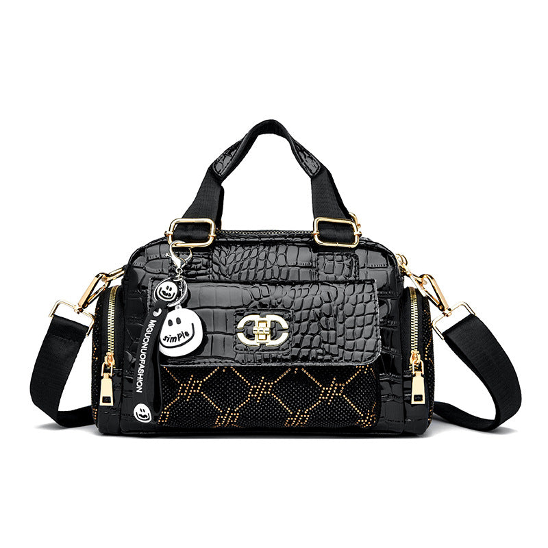 Women's Crocodile Pattern Patent Leather High-grade Glossy Handbags