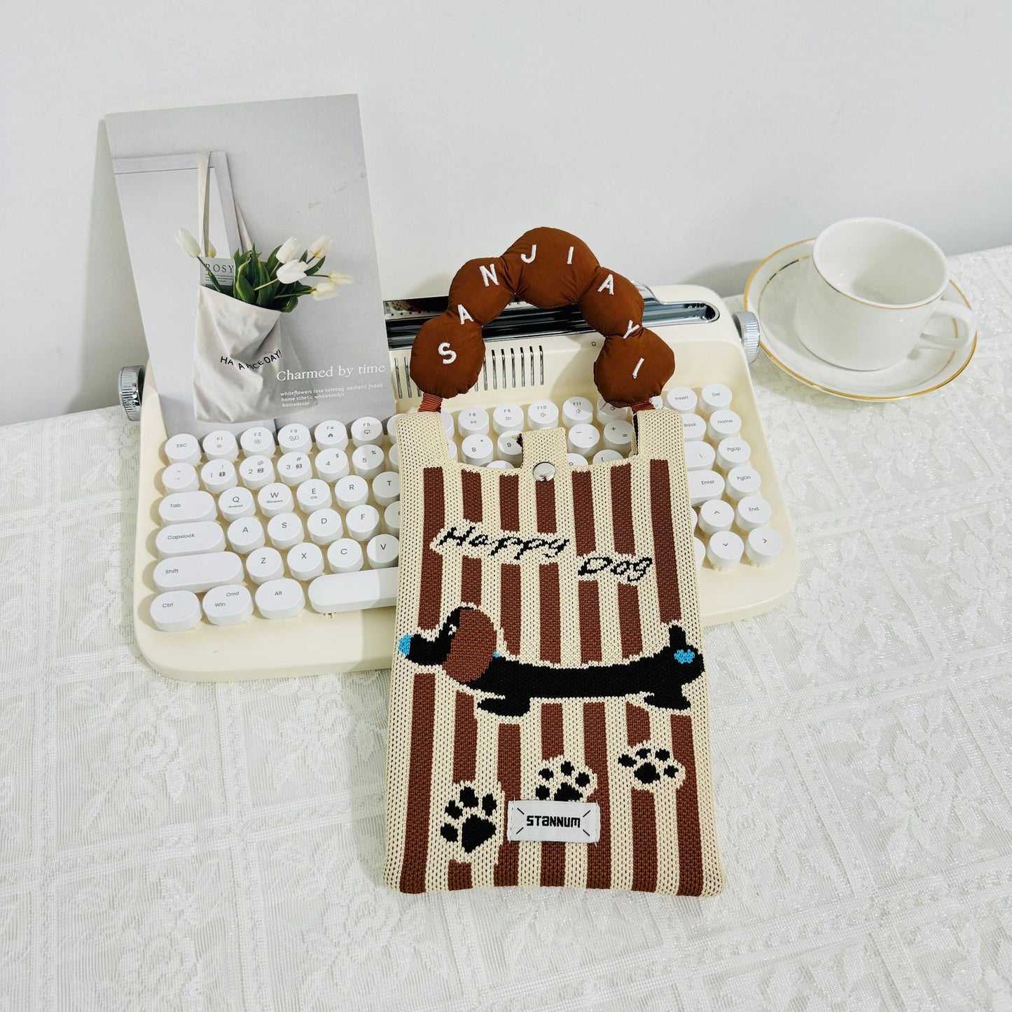 Creative Cute Cartoon Cat Knitted Mini Crossbody Bags