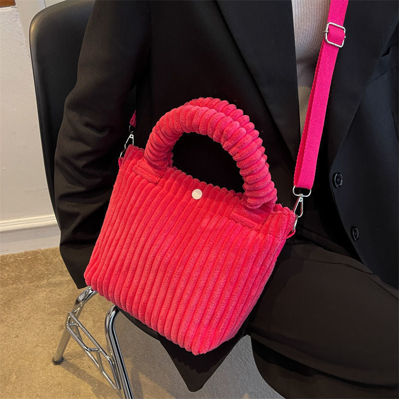 Beautiful Stylish Niche Corduroy Plush Cute Shoulder Bags