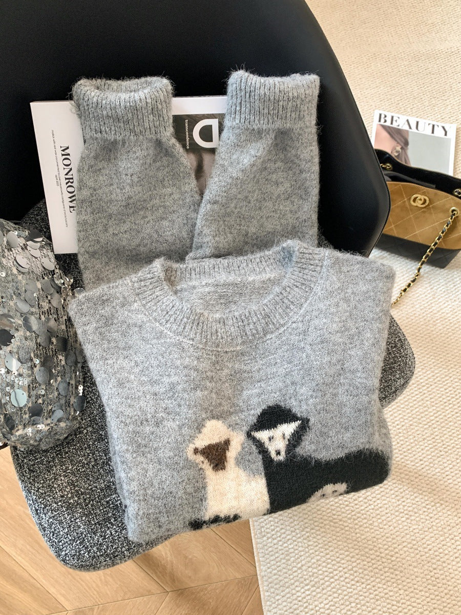 Women's Early Retro Lamb Embroidered Idle Style Soft Sweaters