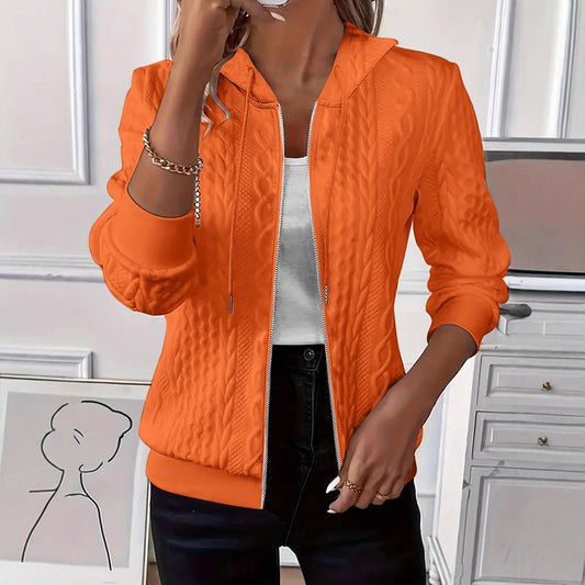 Women's Solid Color Long Sleeve Knitted Zipper Women's Sweater, Sweater