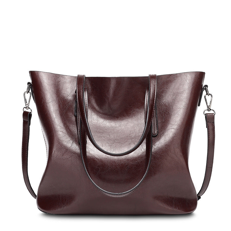 Women's Oil Wax Leather Retro Easy Matching Tote Bags