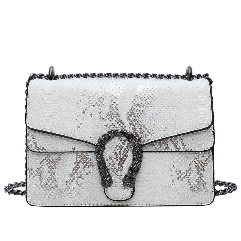 Women's Snakeskin Pattern Wine God Chain Double Bags