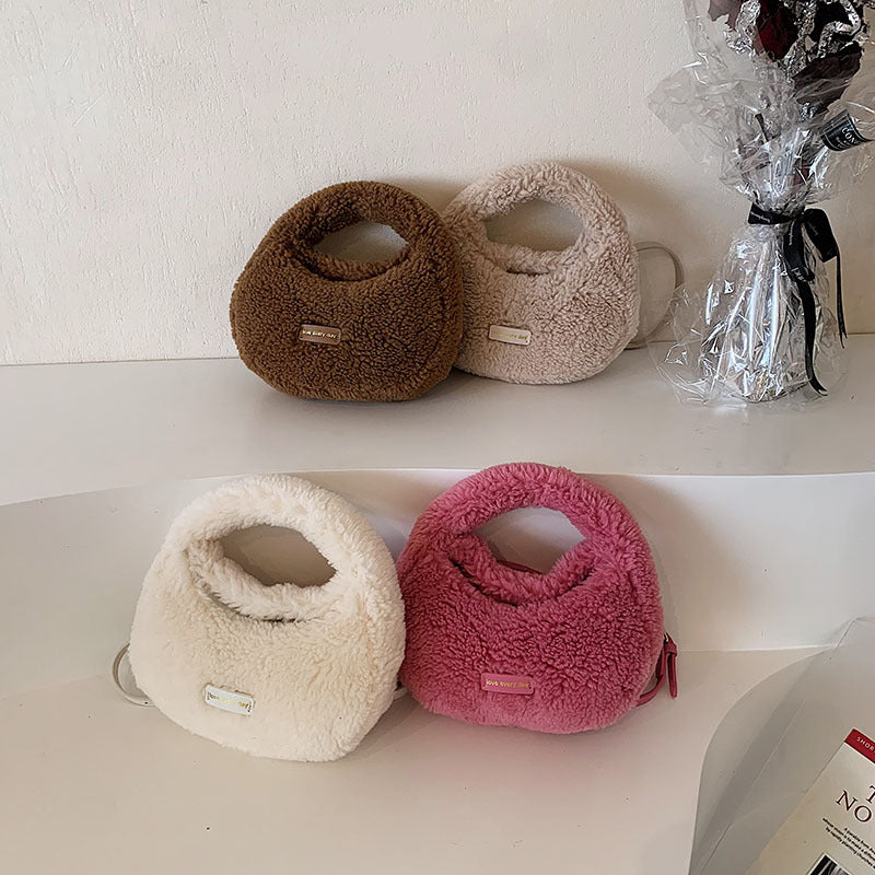 Women's Design Lamb Wool Fashionable Korean Style Crossbody Bags