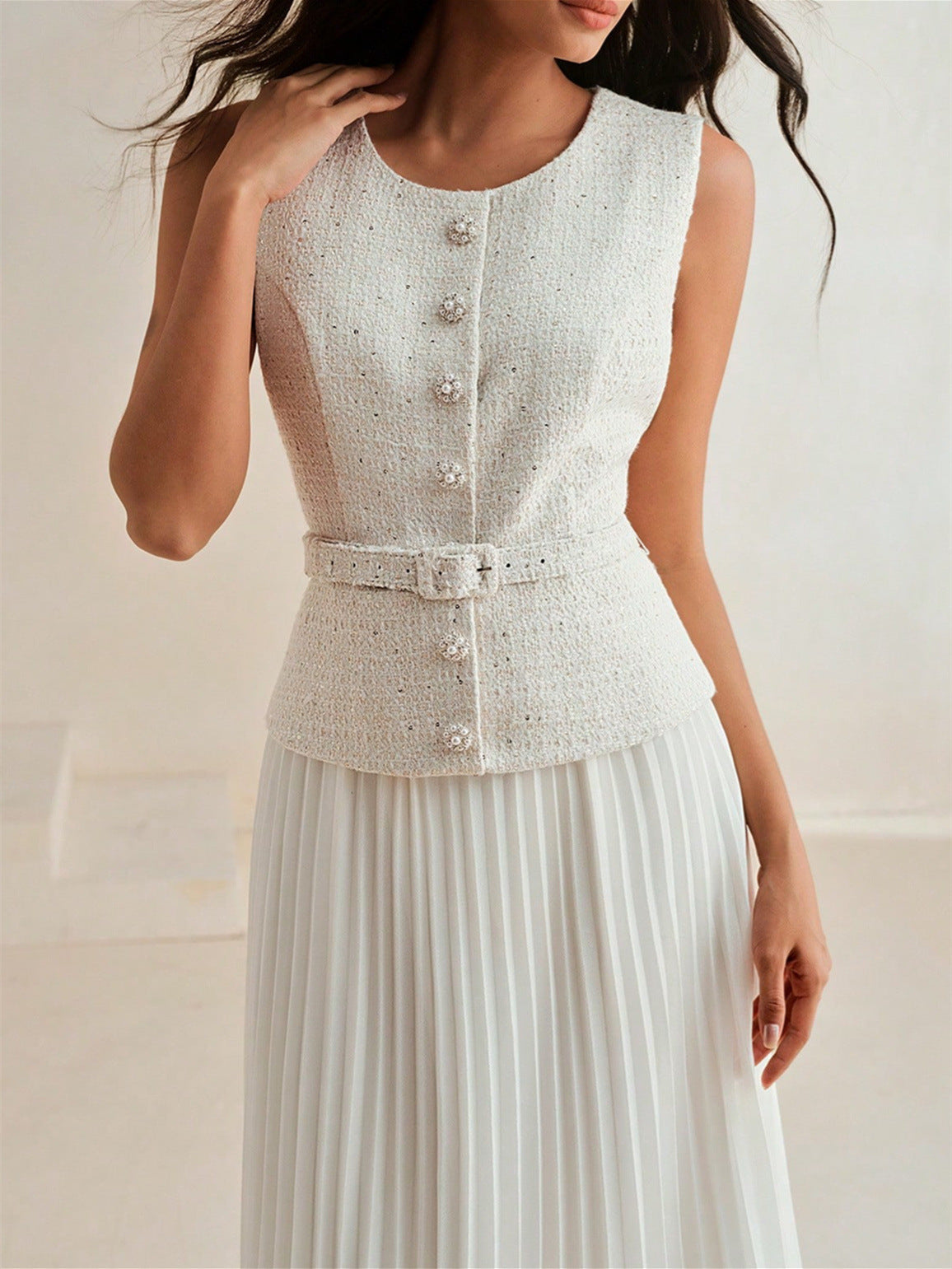 Women's Elegant A- Line Pleated Dress With Dresses