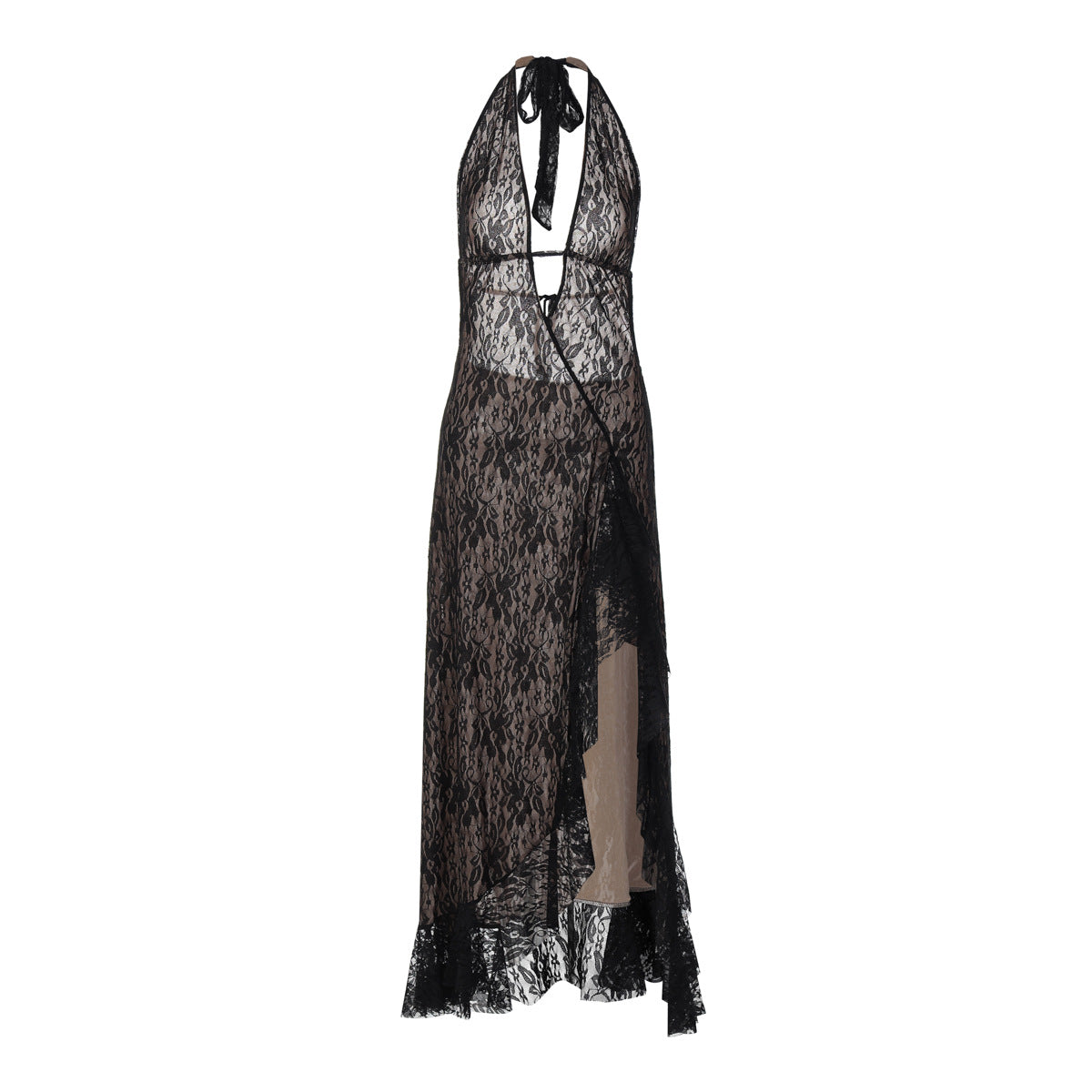 Women's Style Hollow Out Deep Backless Hot Long Lace Dresses