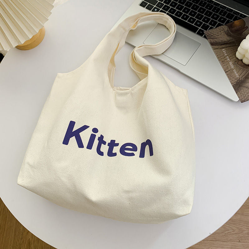 Women's Letter Canvas Korean Fashion Portable Large Bags