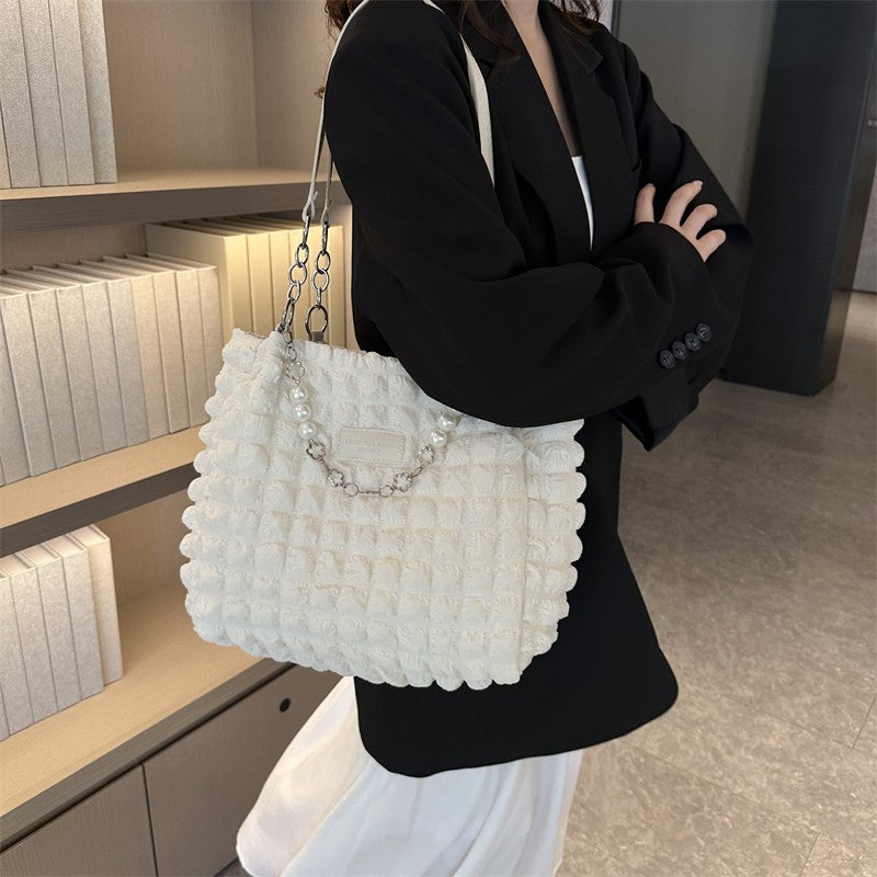 Women's Gentle Fashion Pleated Large Capacity Style Tote Bags