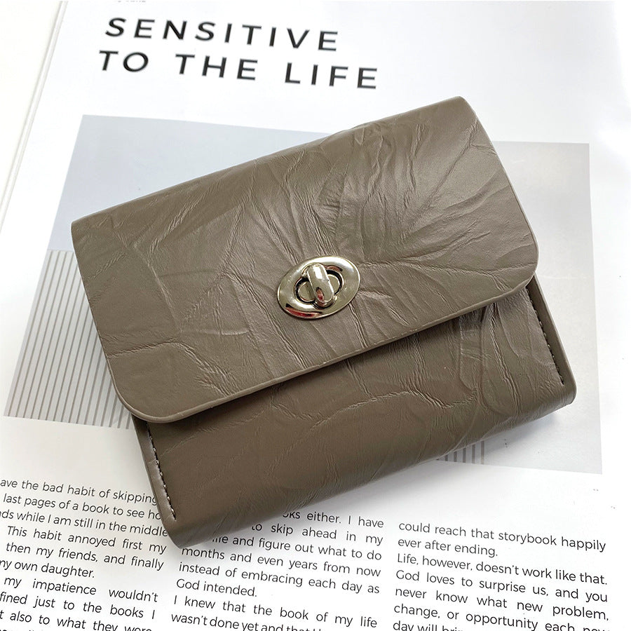 Women's Crack Flip High Sense Storage Simple Ladies Wallets