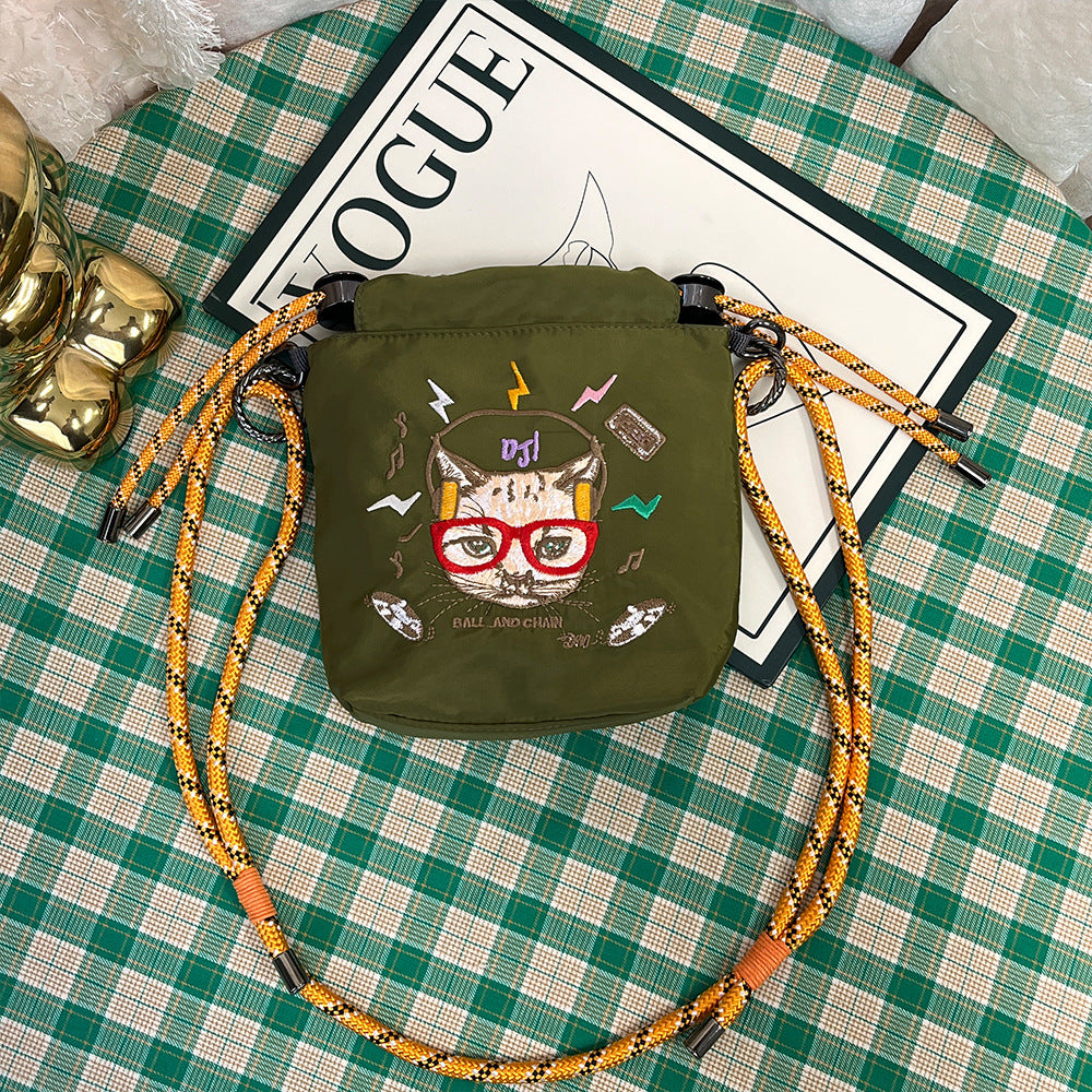 Style Embroidery Cartoon Female Cute Wild Crossbody Bags