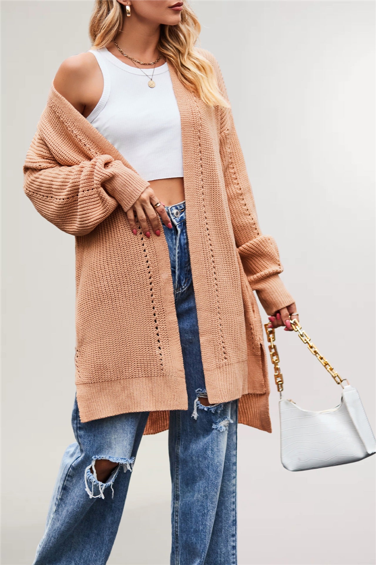 Women's Winter Autumn Solid Color Baggy Pocket Sweaters