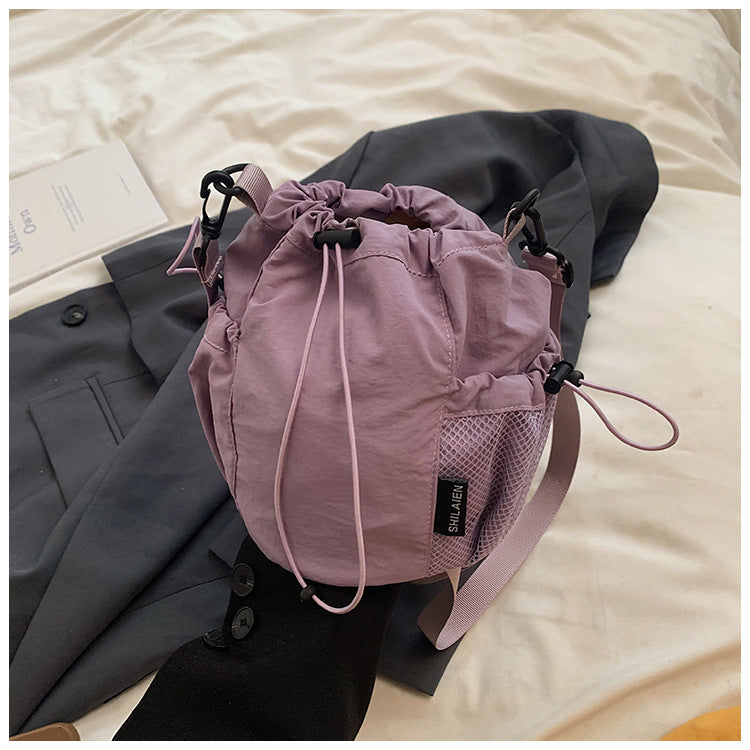 Women's Artistic Drawstring Solid Color Fashion Lightweight Mobile Crossbody Bags