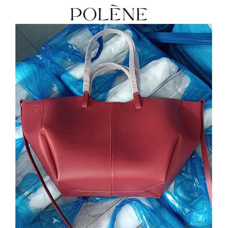 Women's Style Cowhide Large Capacity Totes Pleated Shoulder Bags