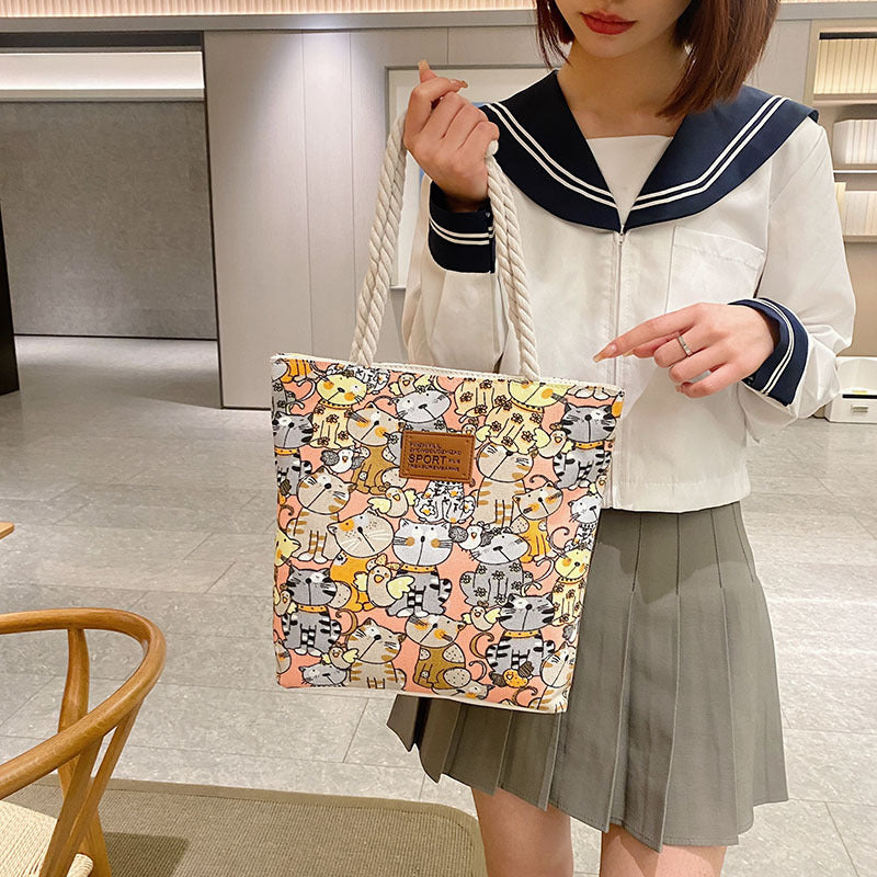 Women's Simple Canvas For Lunch Box Commuter Shoulder Bags