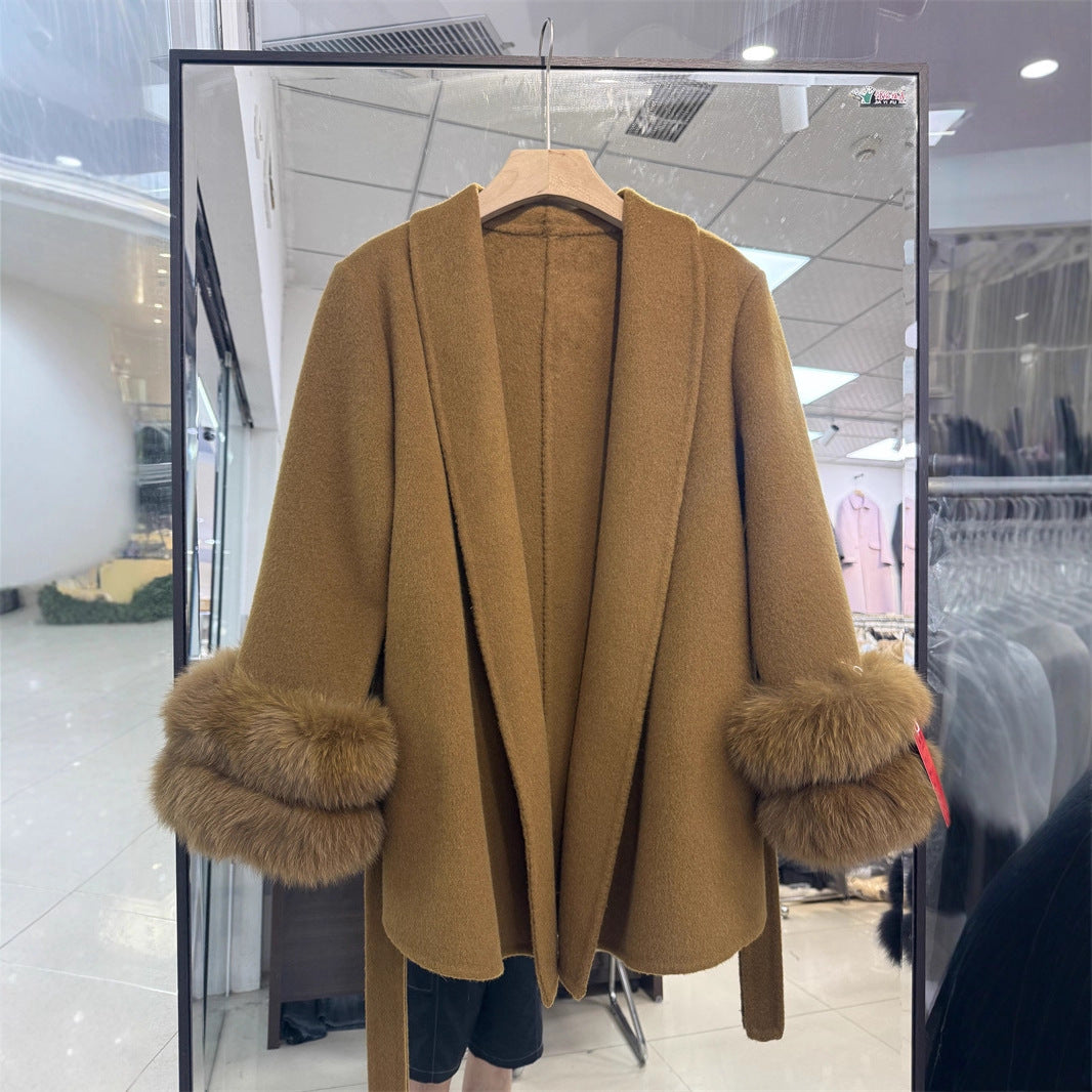 Women's Fashion Urban Charm Detachable Fox Fur Coats