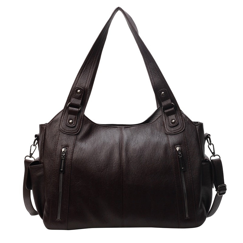Solid Color Simple Textured Large Capacity Shoulder Bags