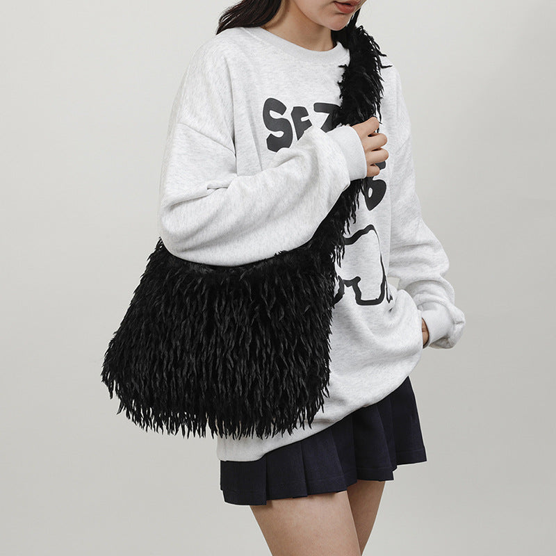 Women's Furry Tassel Plush Female Korean Style Shoulder Bags