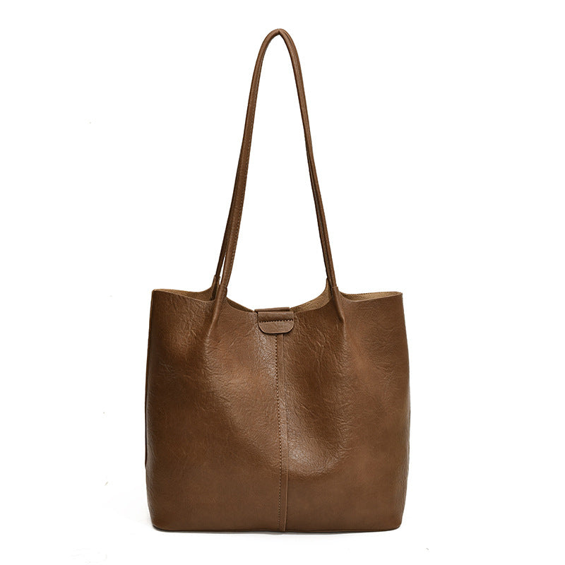 Women's Versatile Large Capacity Korean Style Retro Temperament Shoulder Bags