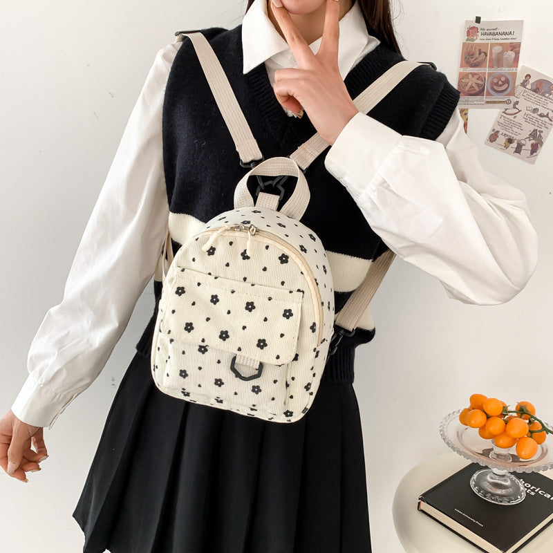 Unique Durable Corduroy Cute Female Soft Backpacks
