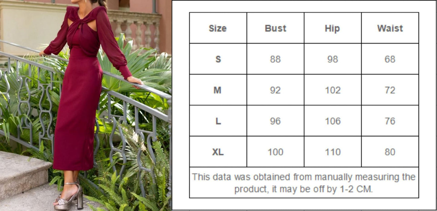 Women's Hollow Twist Stitching Long Sleeve Slim Dresses