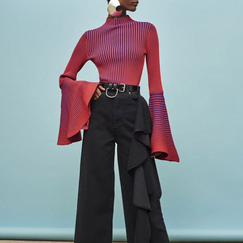 Women's Elegant Autumn Bell Sleeve Design High-grade Sweaters