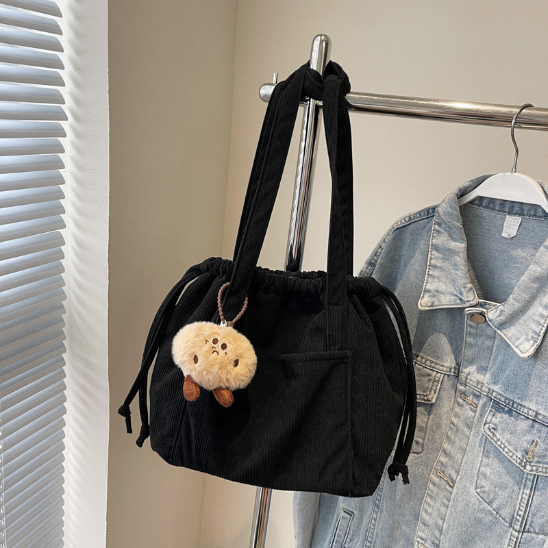 Women's Corduroy Striped Underarm Large Capacity Totes Tote Bags