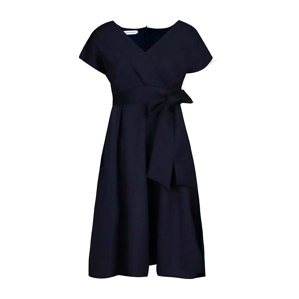 Summer Solid Color Waist Tight Bow Dresses