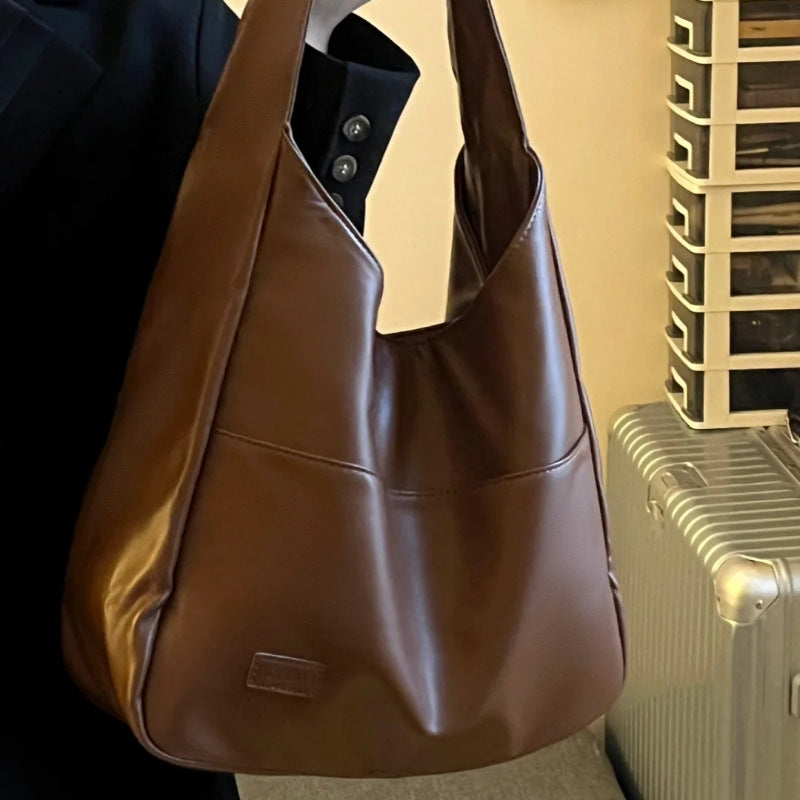 Vintage Brown Lightweight Wide Strap Underarm Tote Bags