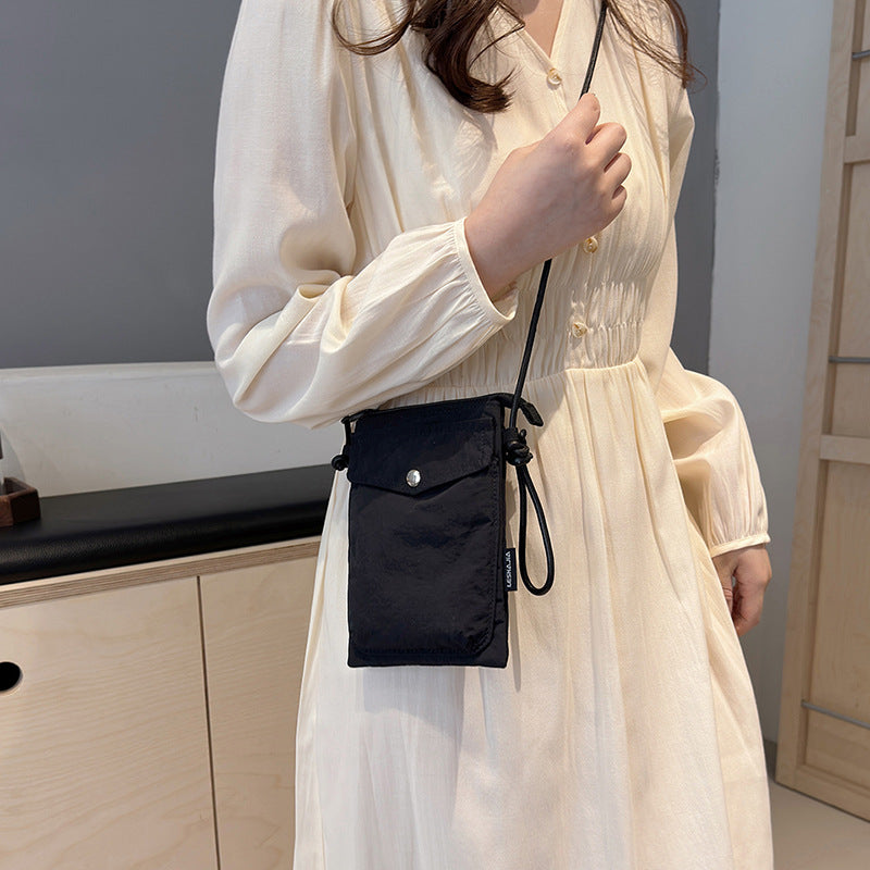 Women's Nylon Vertical Mobile Simple Earphone Cloth Phone Bags