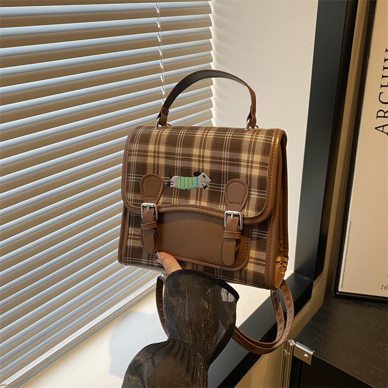 Style Checked Female Autumn Sausage Dog Backpacks
