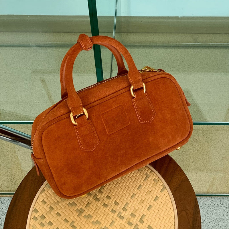 Design Bowling First Layer Matte Leather Pillow Crossbody Bags