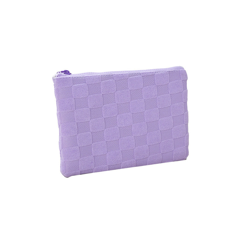 Women's Plush Chess Grid Hexagonal Portable Large Capacity High Cosmetic Bags