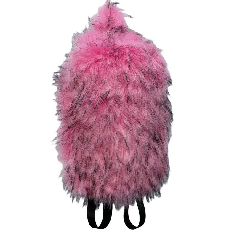 Popular Slouchy Fur Female Versatile Plush Backpacks