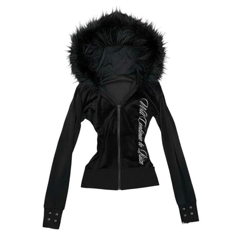 Women's Street Style Design Punk Zipper Plush Coats