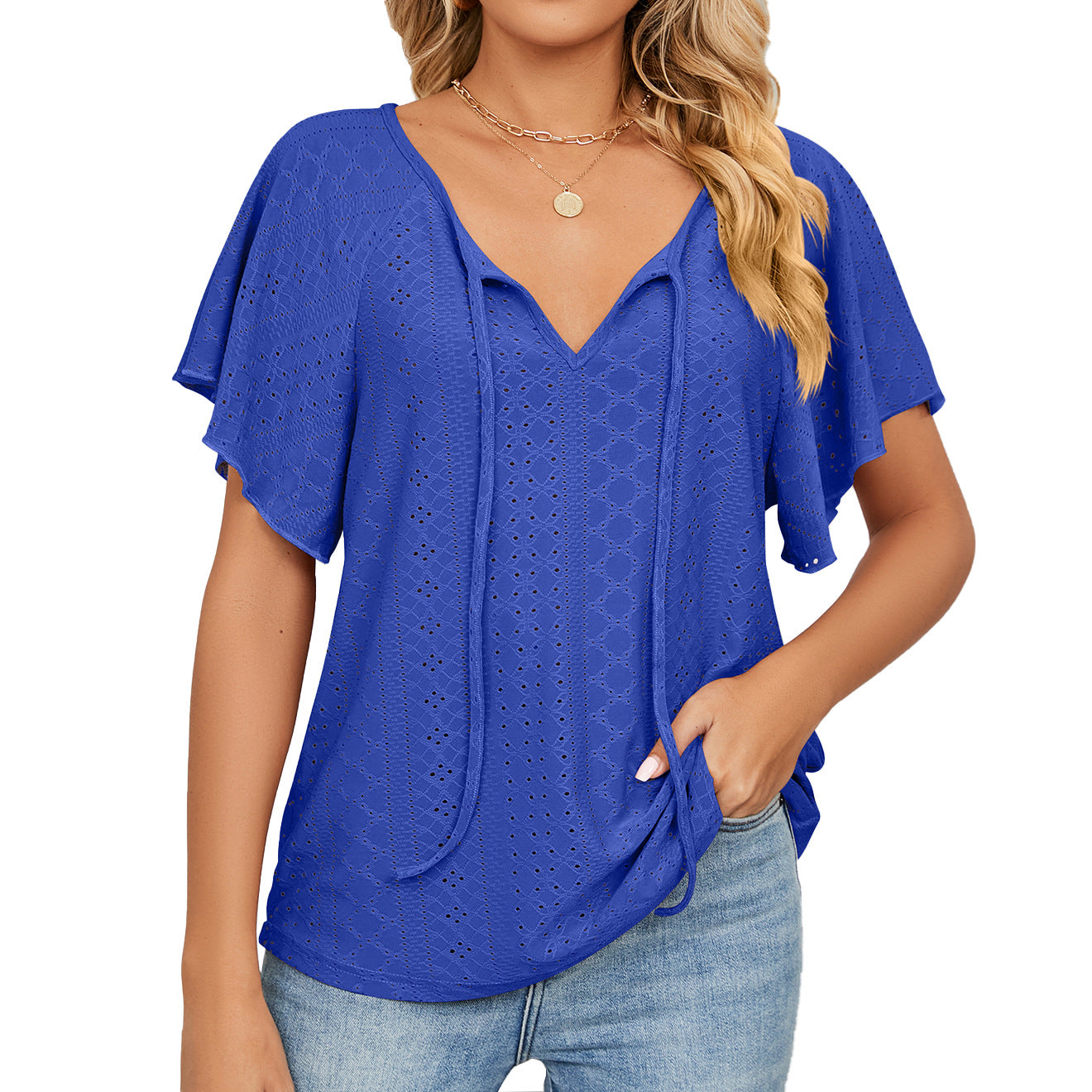 Unique Women's Solid Color Sleeve Loose Tops