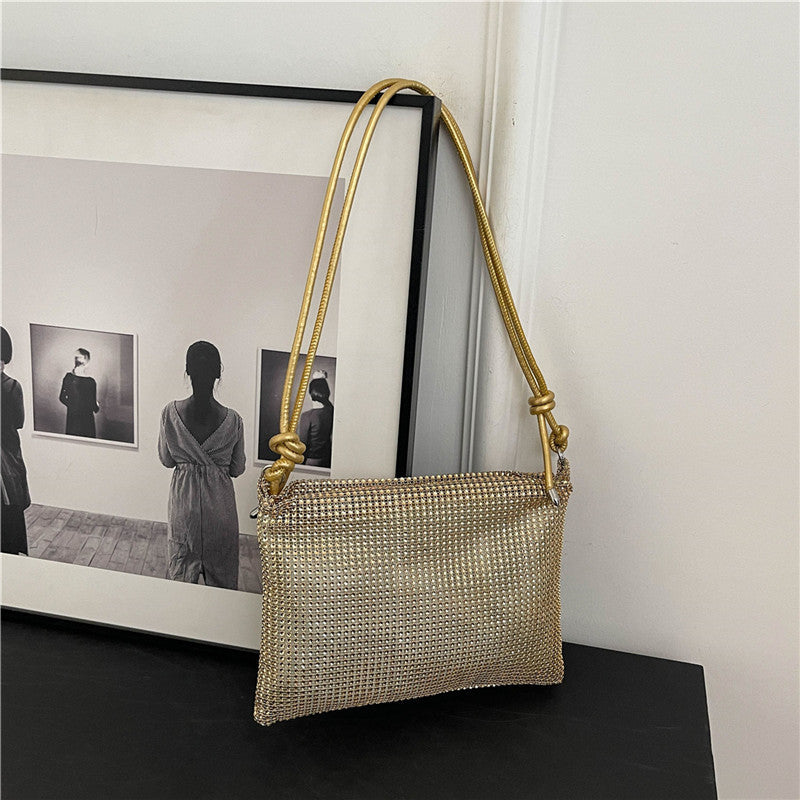 Women's Fashion High Texture Net Drill Niche Simple Shoulder Bags