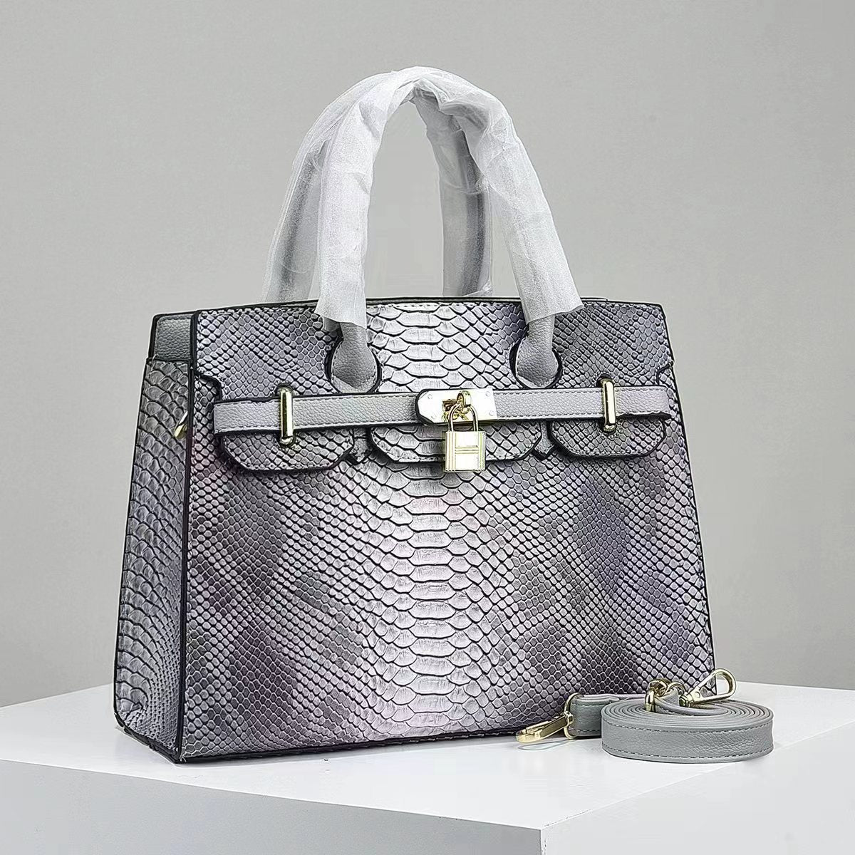 Women's Fashion Large Capacity Bright Leather Stone Shoulder Bags