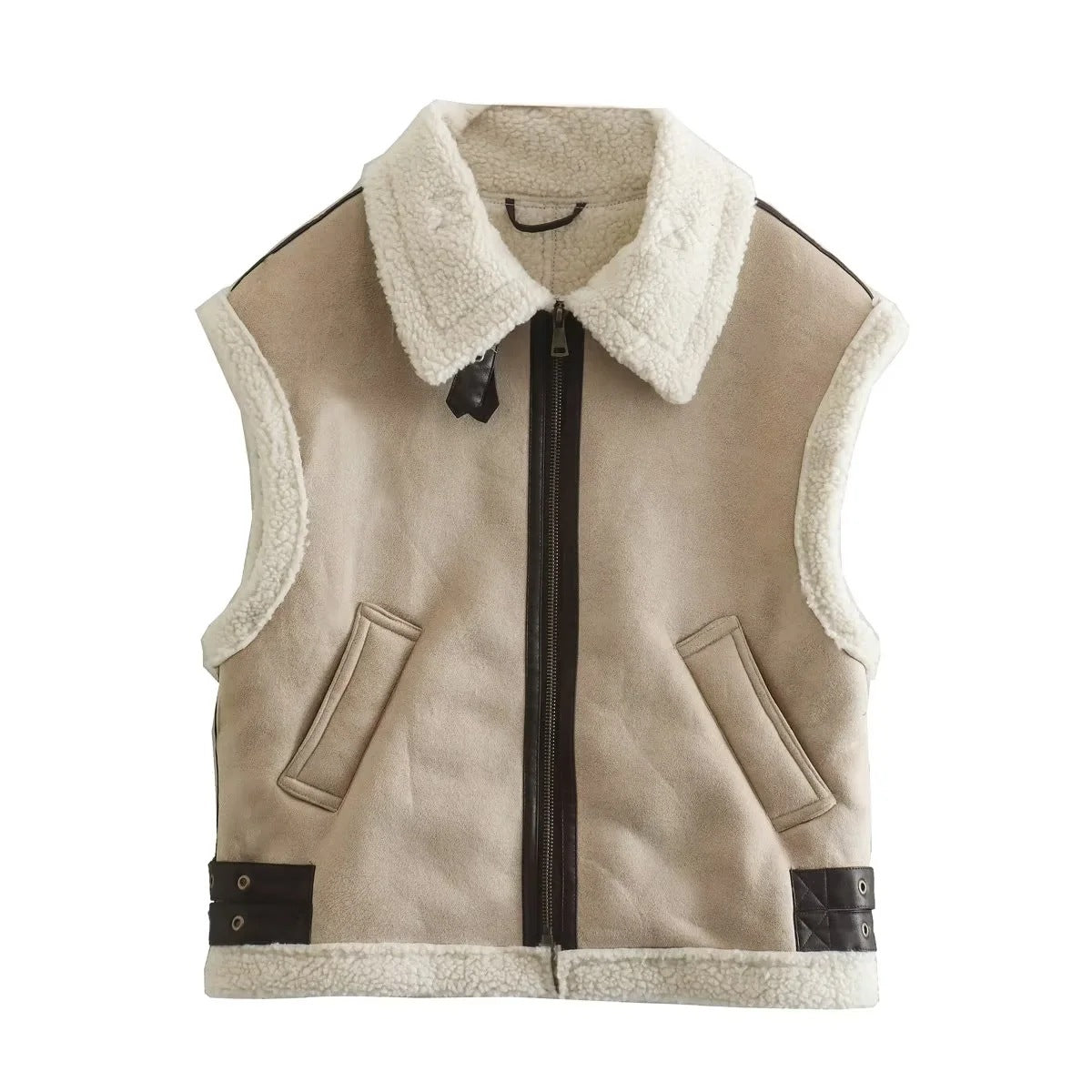 Women's Clothes Fur Integrated Fleece Stitching Sleeveless Vests