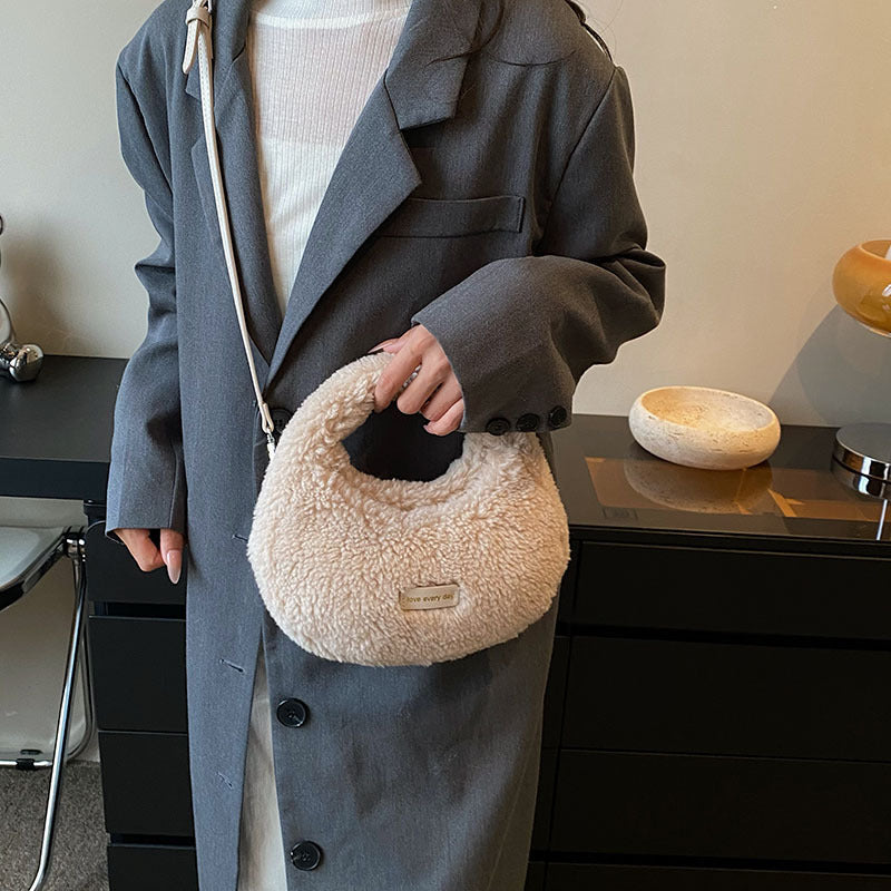 Women's Design Lamb Wool Fashionable Korean Style Crossbody Bags