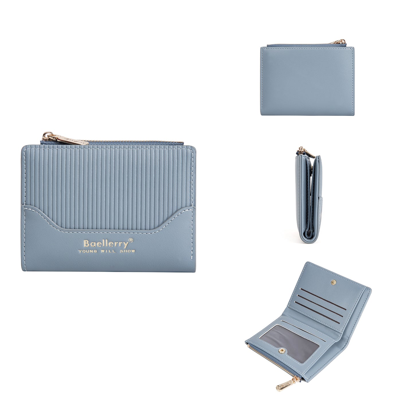 Women's Short Striped Zipper High Sense Female Ladies Wallets