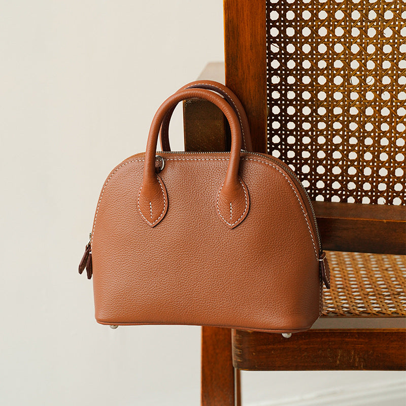 Women's Artisan Bowling Shell Top Layer Cowhide Crossbody Bags