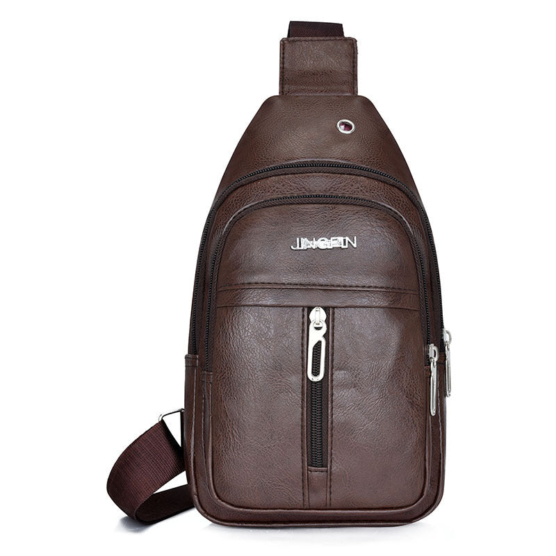 Men's Retro Leather Pattern Soft Simple Commuter Men's Messenger Bags