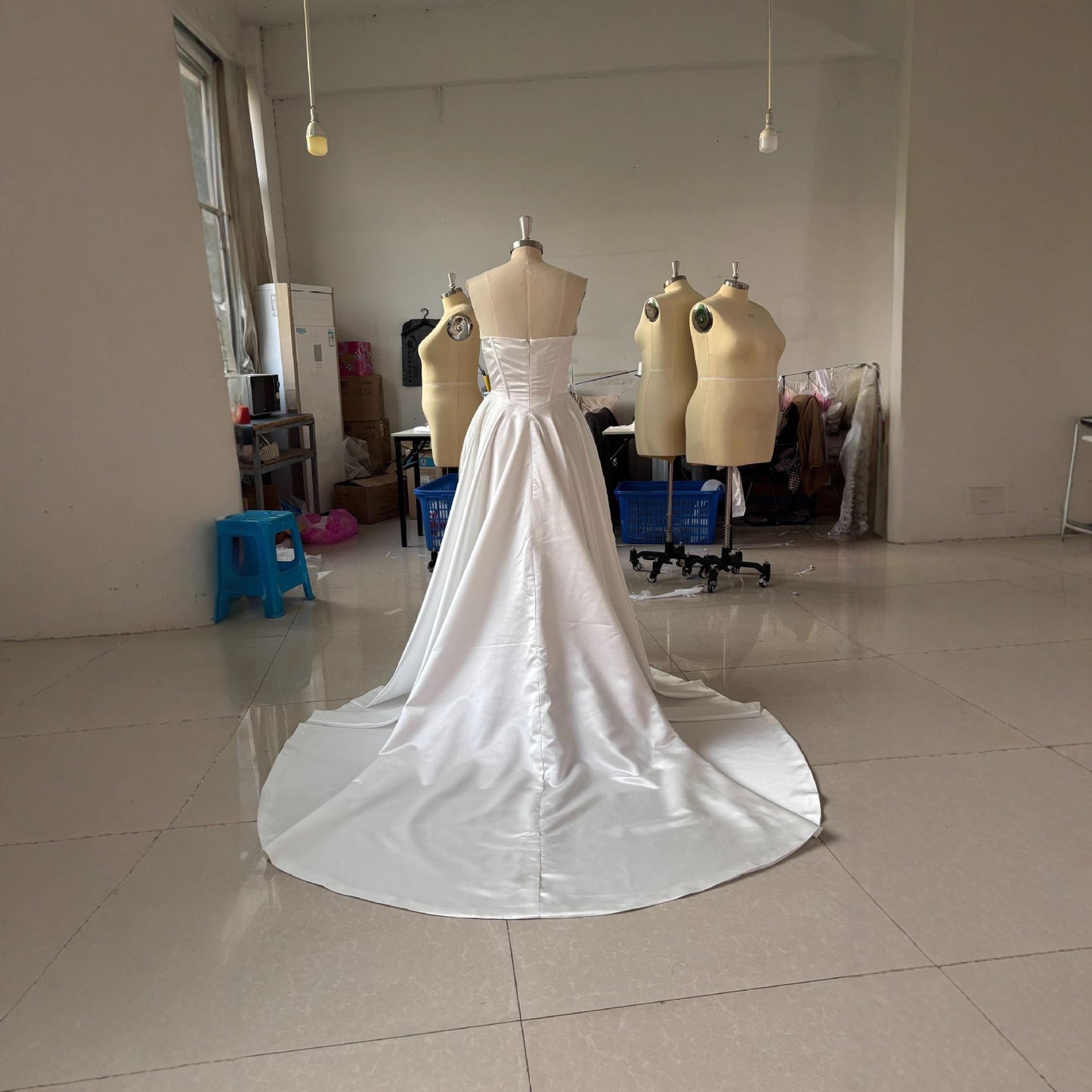 Light Dress Bridal French Satin Large Wedding Dresses