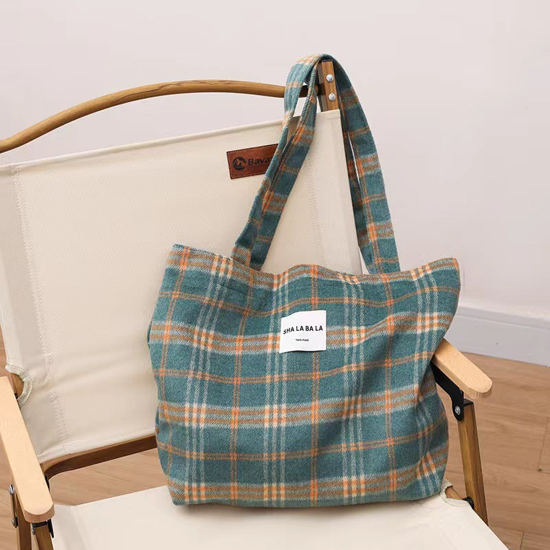 Women's Woolen Fashion Plaid Leopard Print Big Armpit Bags