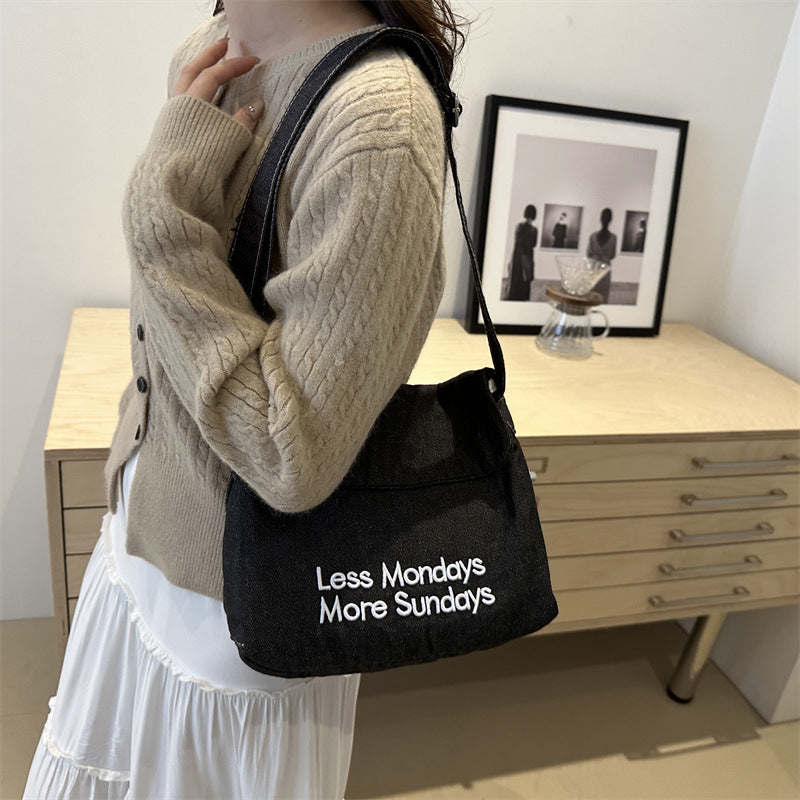 Retro Minority Denim Canvas Large Capacity Crossbody Bags