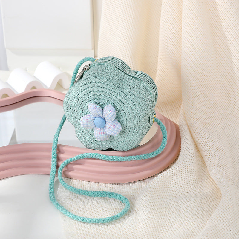 Women's Woven Seaside Flower Beach Summer Mini Children's Coin Purse