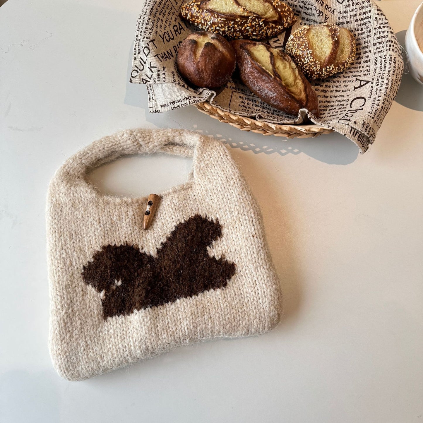 Matching Knitted Niche Design Mixing Woven Underarm Korean Style Handbags