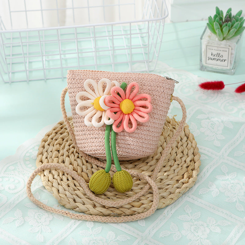 Women's & Children's Seaside Beach Weaving Straw Hat Pastoral Children's Coin Purse