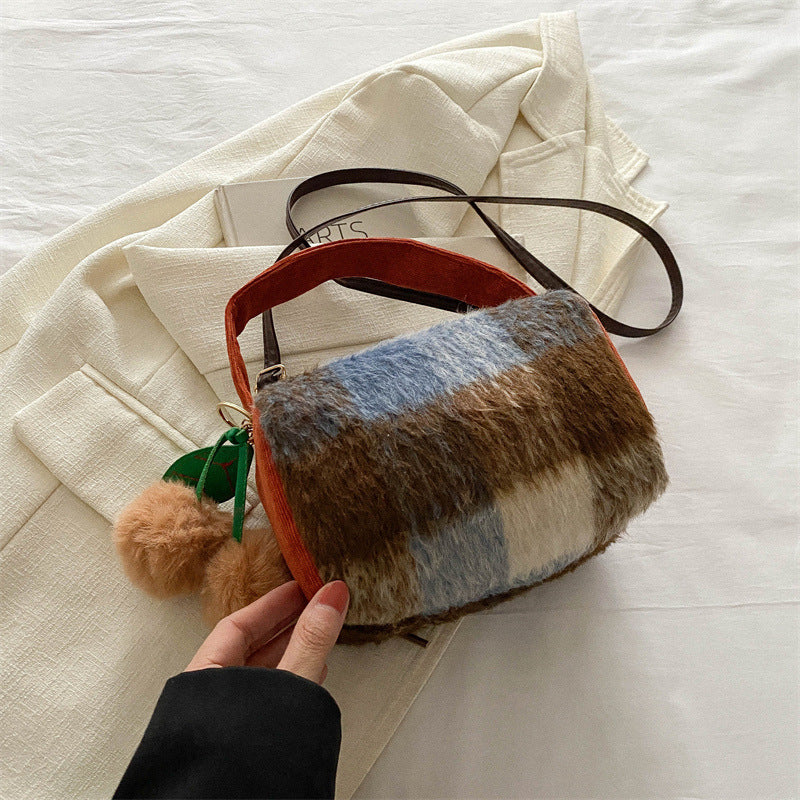 Plaid Fashion Today Popular Korean Pillow Shoulder Bags